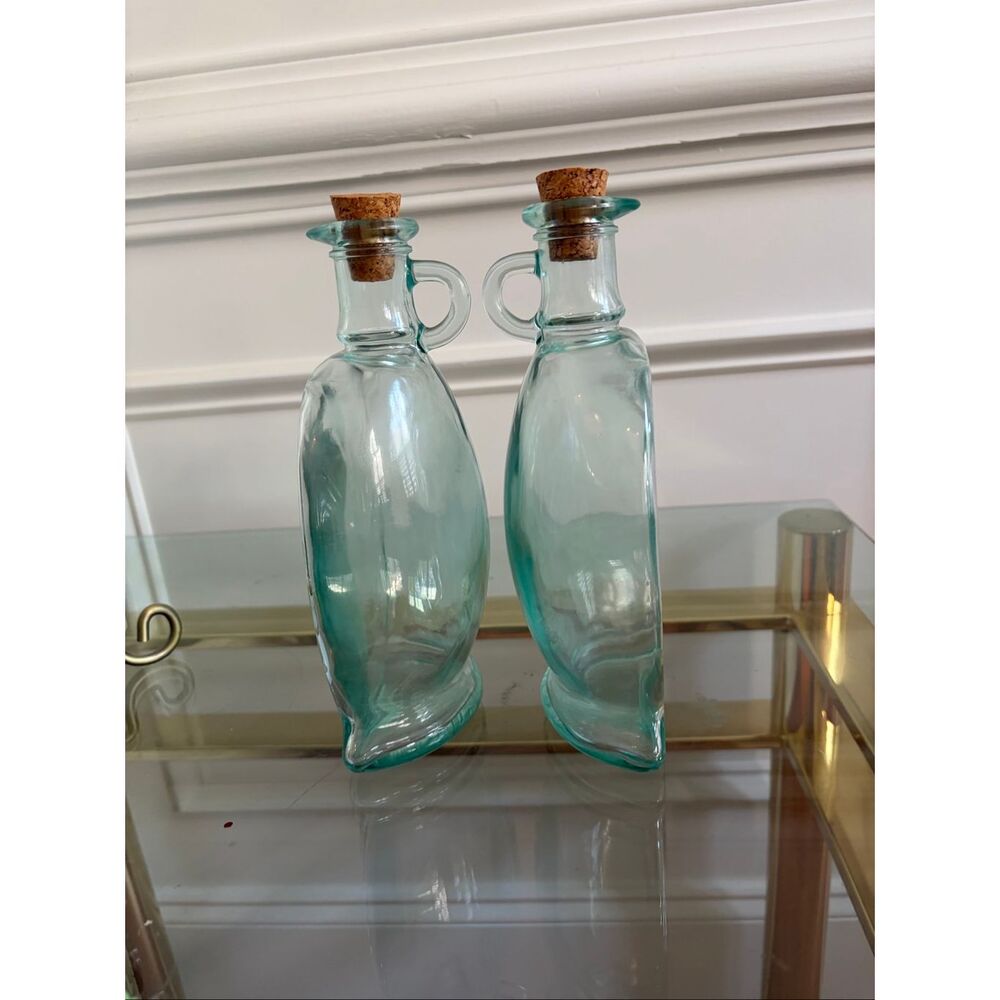 Vintage Vetreria Etrusca Aqua Green 500ml Half Bottles With Corks Set - Picture 8 of 8